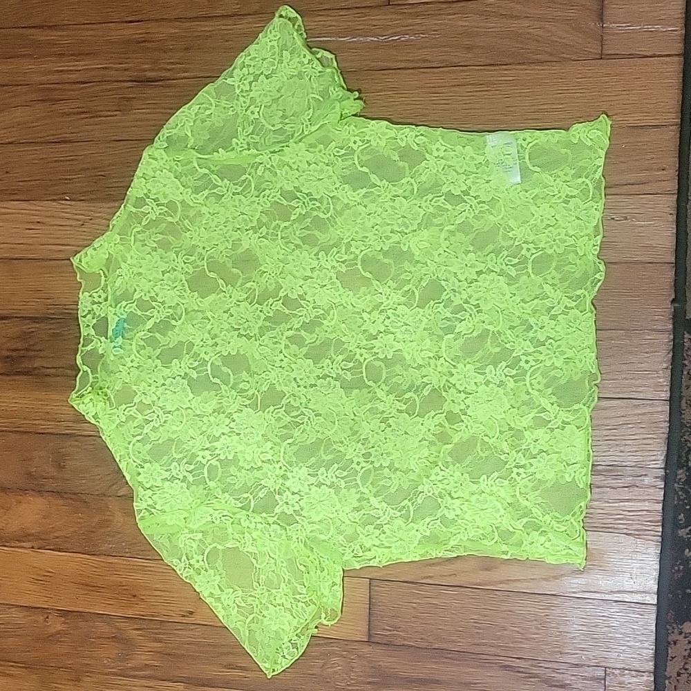 NWOT TIFFANY BLUE, LACE SEE THRU TOP